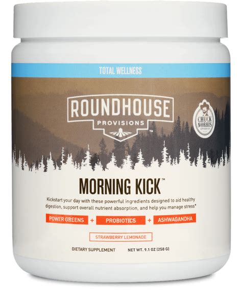 Morning Kick from Roundhouse Provisions is a Chuck Norris-approved nutritious drink designed to help you jump-start your day. . Roundhouse provisions